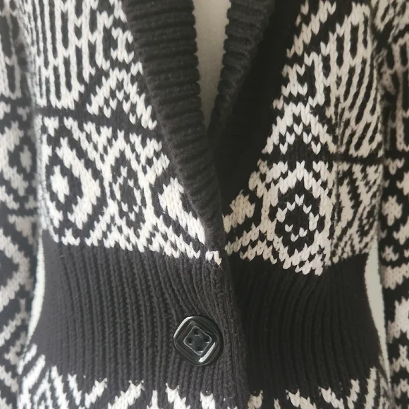 White House Black Market Black/White Geometric Button Front Cardigan Size S - Picture 3 of 14